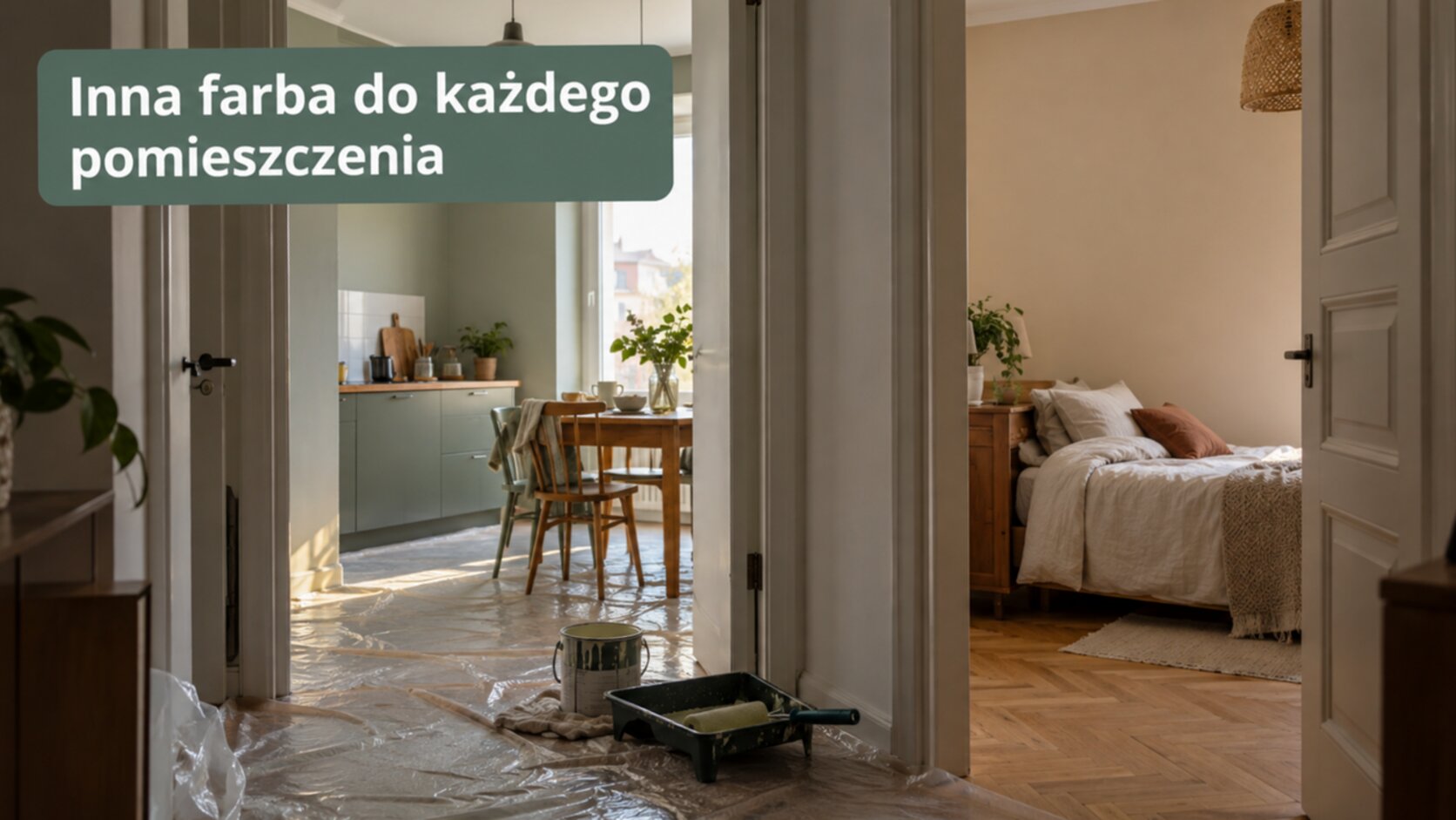 Malowanie pokoju i kuchni w mieszkaniu w Warszawie: różne kolory ścian w pomieszczeniach
